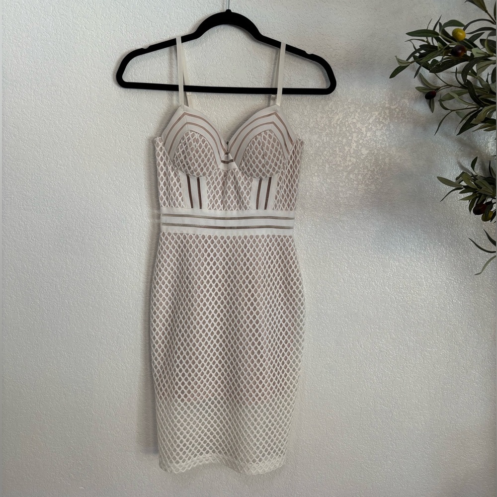 Chic White Mesh Midi Dress